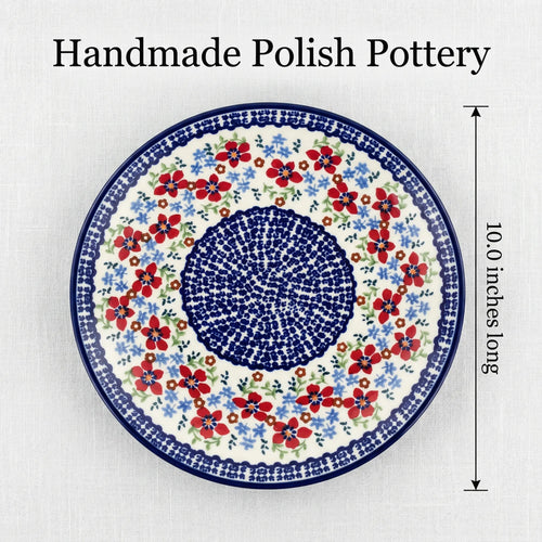 Polish Pottery Dimensions Red Poppy Dinner Plate