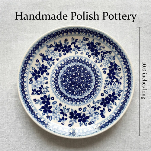 Polish Pottery Dimensions Vintage Blue Daisy Dinner Plate