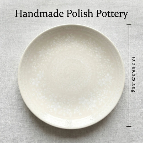 Polish Pottery Dimensions White Lace Dinner Plate