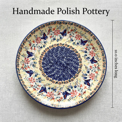 Polish Pottery Dimensions Blue Butterfly Dinner Plate