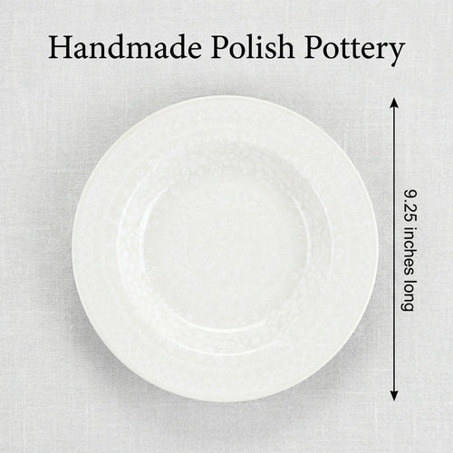 Polish Pottery Dimensions White Lace Soup Plate