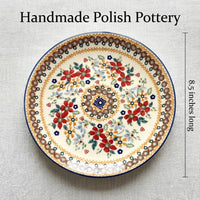 Red Daisy Lunch Plate Polish Pottery