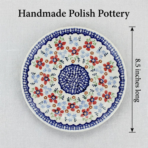 Red Poppy Lunch Plate Polish Pottery