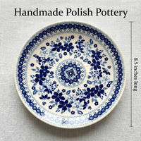 Vintage Blue Daisy Lunch Plate Polish Pottery