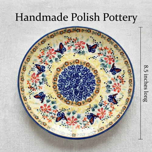 Blue Butterfly Lunch Plate Polish Pottery