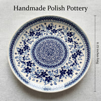 Vintage Blue Daisy Large Dinner Plate Polish Pottery