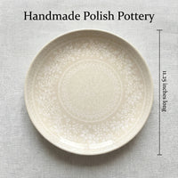 White Lace Large Dinner Plate Polish Pottery