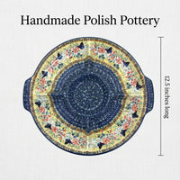 Blue Butterfly Chip & Dip Plate Polish Pottery