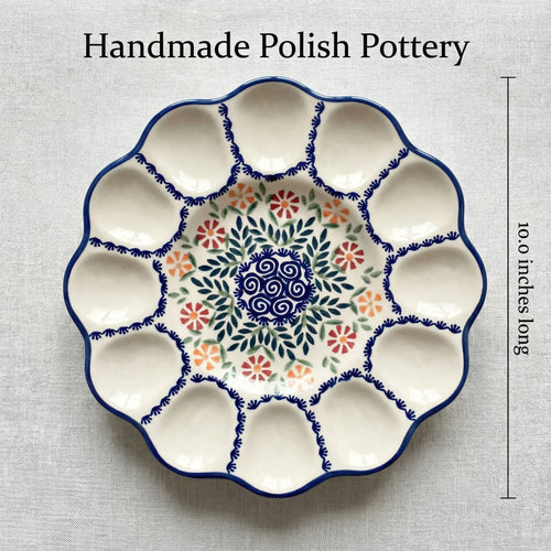 Garden Bouquet Egg Plate Polish Pottery