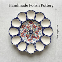 Red Poppy Egg Plate Polish Pottery