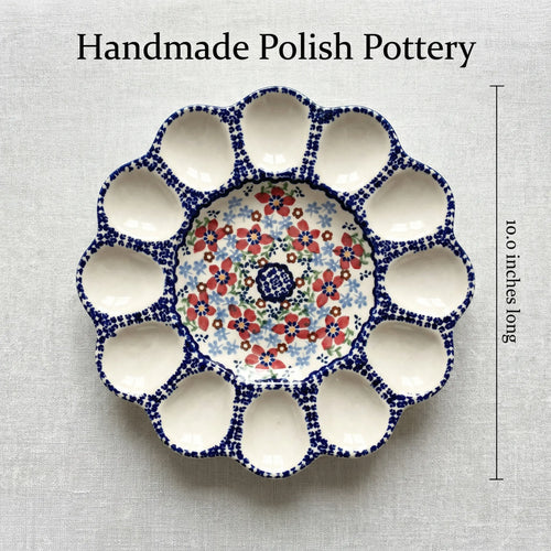 Red Poppy Egg Plate Polish Pottery