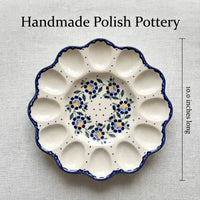 Sunflower Egg Plate Polish Pottery