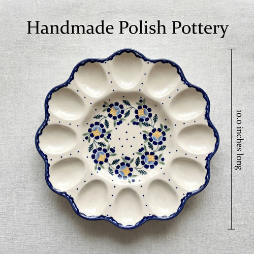 Sunflower Egg Plate Polish Pottery
