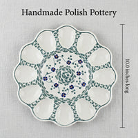 Sage Floral Egg Plate Polish Pottery