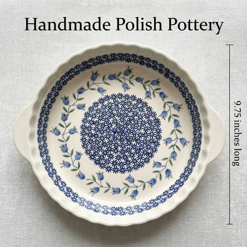 Tulip Pie Plate With Handles Polish Pottery