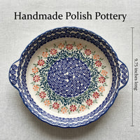 Garden Bouquet Pie Plate with Handles Polish Pottery