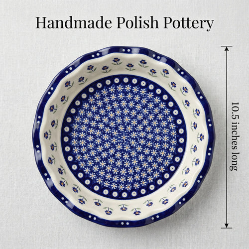 Polish Pottery Dimensions Blue Daisy Pie Plate