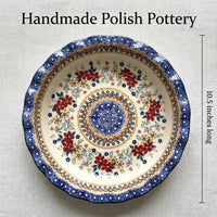 Red Daisy Pie Plate Polish Pottery