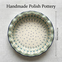 Green Daisy Pie Plate Polish Pottery