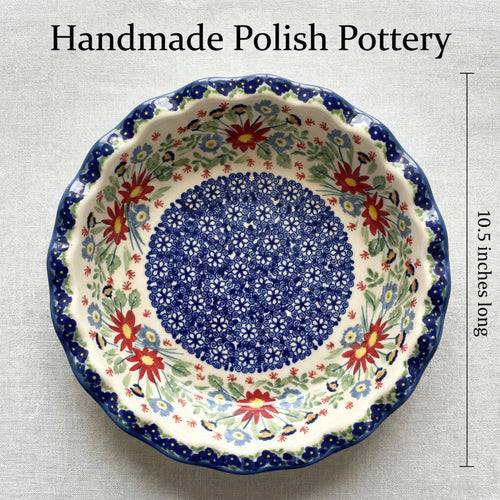 Jungle Bouquet Pie Plate Polish Pottery
