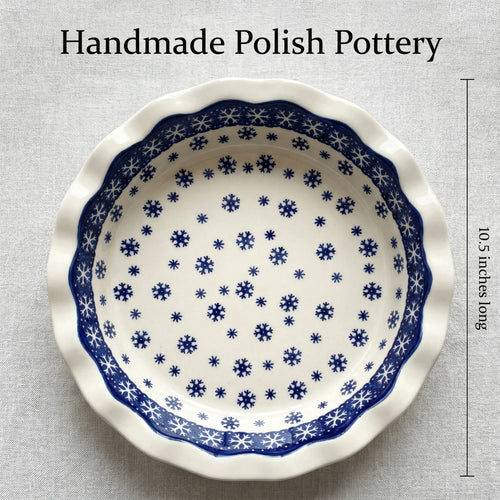 Snow Flurry Pie Plate Polish Pottery