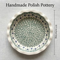 Sage Floral Pie Plate Polish Pottery