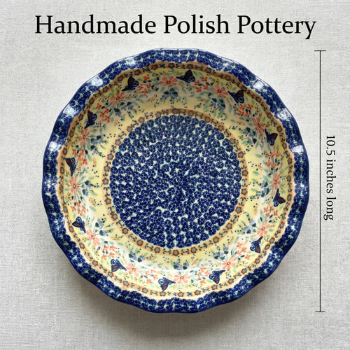 Blue Butterfly Pie Plate Polish Pottery