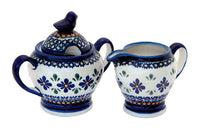 Mosaic Flower Cream & Sugar Polish Pottery