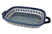 Mosaic Flower Large Baker with Handles Polish Pottery