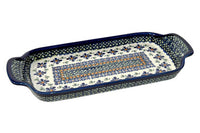 Mosaic Flower Bread Tray with Handles Polish Pottery