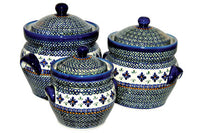 Mosaic Flower Large Canister Set Polish Pottery