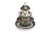 Mosaic Flower Christmas Tree Luminary Polish Pottery