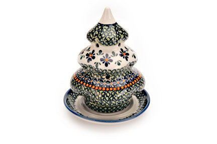 Mosaic Flower Christmas Tree Luminary Polish Pottery