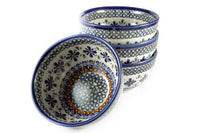 Mosaic Flower 4 Piece Dessert Bowl Set Polish Pottery