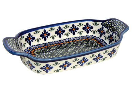Mosaic Flower Rectangular Serving Dish Polish Pottery