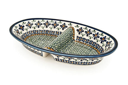 Mosaic Flower Divided Dish Polish Pottery