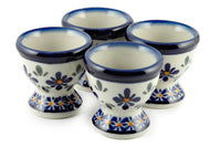 Mosaic Flower Egg Cup Set Polish Pottery