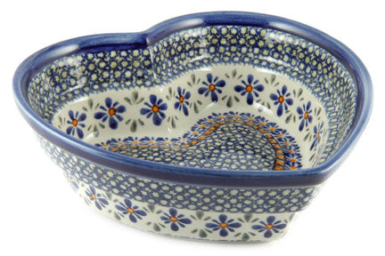 Mosaic Flower Large Heart Bowl Polish Pottery