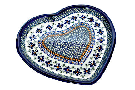 Mosaic Flower Heart Plate Polish Pottery