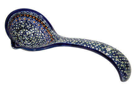 Mosaic Flower Soup Ladle Polish Pottery