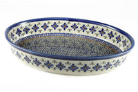 Mosaic Flower Large Oval Baker Polish Pottery