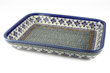 Mosaic Flower Medium Rectangular Baker Polish Pottery