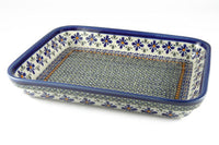 Mosaic Flower Small Rectangular Baker Polish Pottery