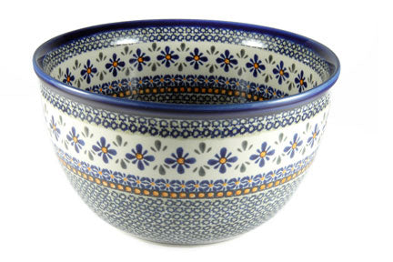 Mosaic Flower Large Mixing Bowl Polish Pottery