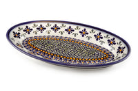 Mosaic Flower Small Oval Platter Polish Pottery