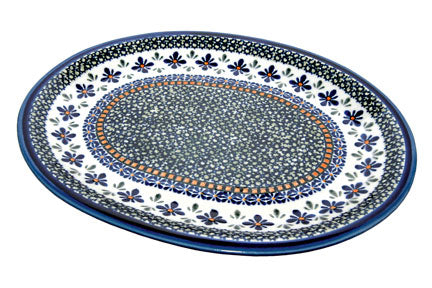 Mosaic Flower Large Serving Platter Polish Pottery