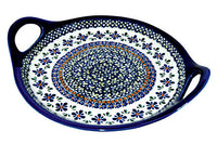Mosaic Flower Round Tray with Handles Polish Pottery