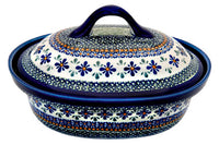 Mosaic Flower Roaster with Lid Polish Pottery
