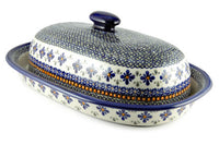 Mosaic Flower Bread Container Polish Pottery