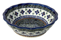 Mosaic Flower Large Scallop Bowl Polish Pottery
